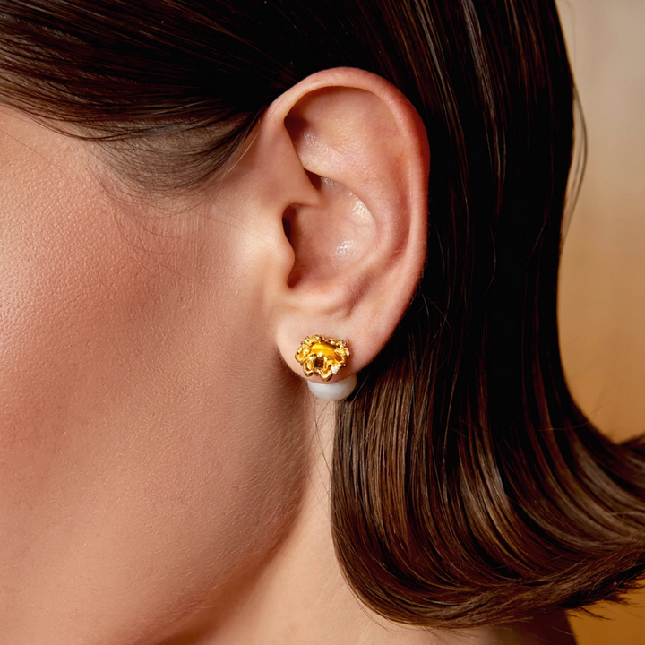 LUIAN Tiger's Eye Pearl Earrings - Pair