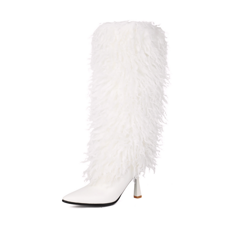 BISMO Leather And Fur Knee High Boots