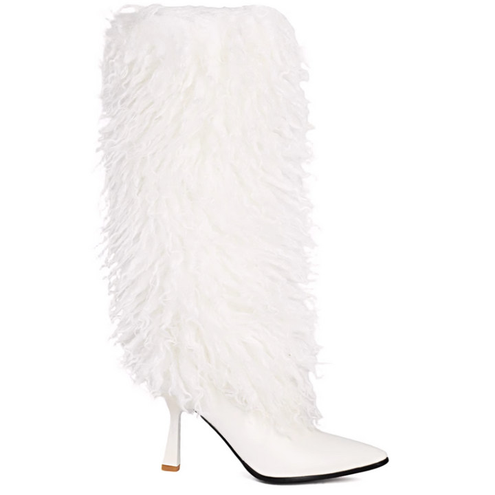 BISMO Leather And Fur Knee High Boots