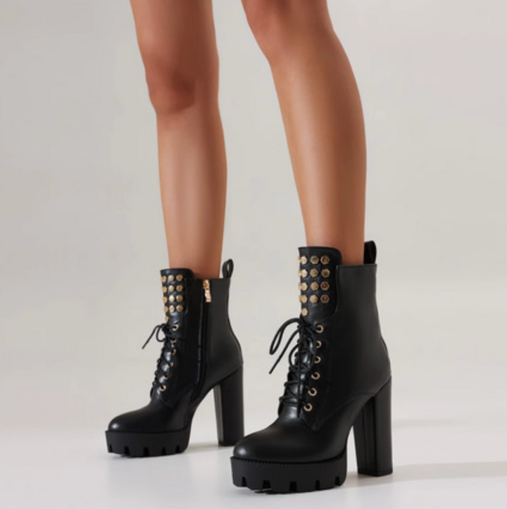 DIMOD Studded Platform Ankle Boots