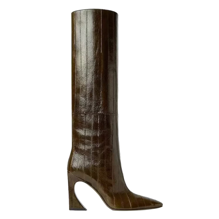 YAMUW Leather Knee High Boots