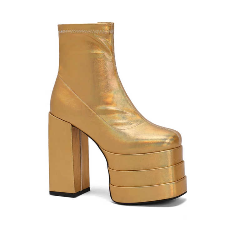 MULCE Block Heel Platform Ankle Boots