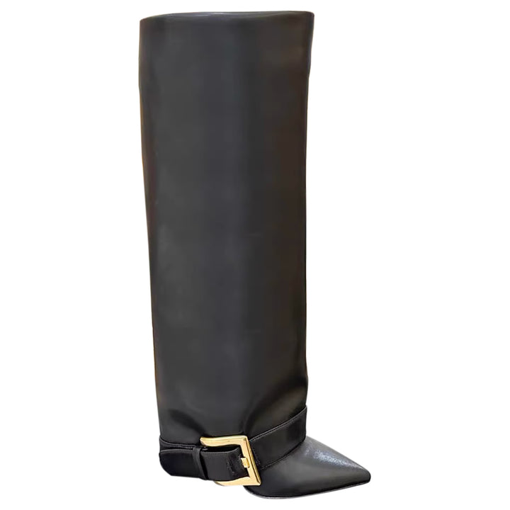VUXIC Buckled Knee High Boots - 10cm