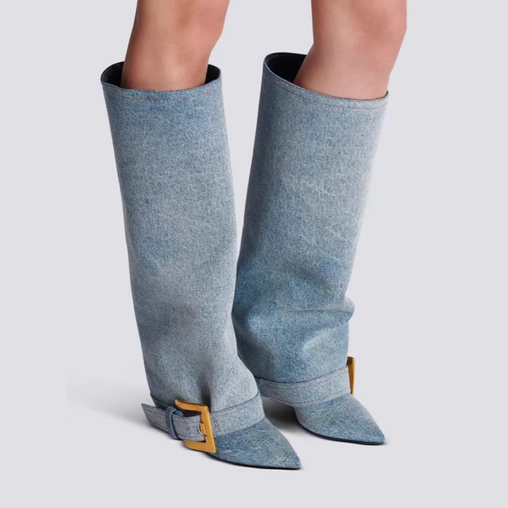 VUXIC Buckled Knee High Boots - 10cm