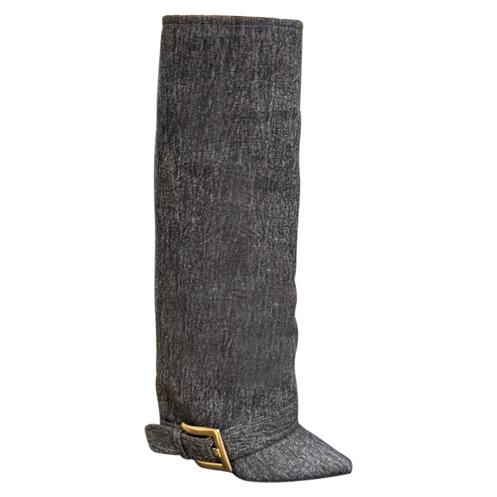 VUXIC Buckled Knee High Boots - 10cm