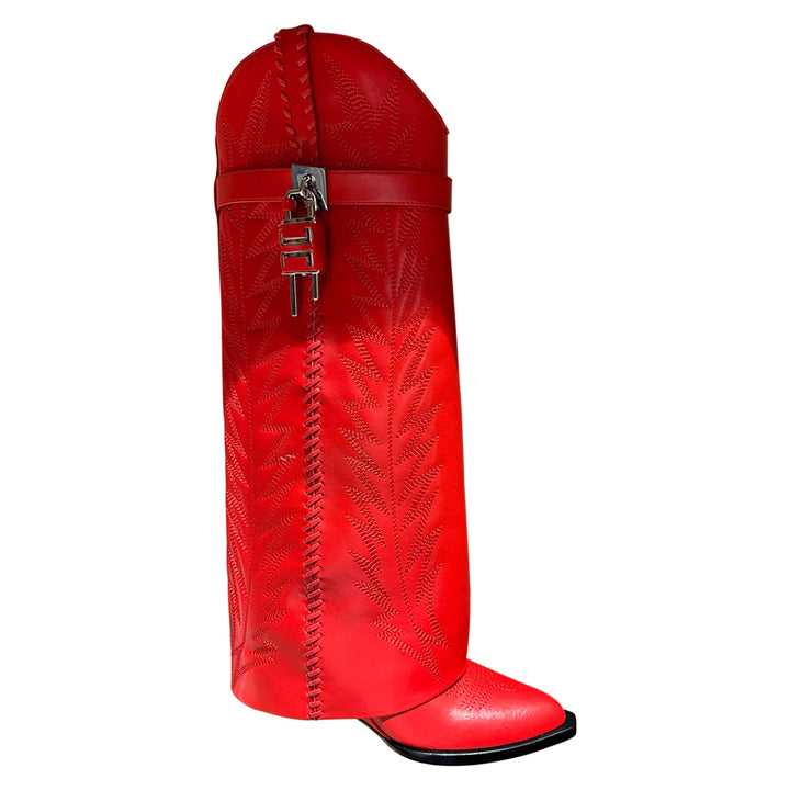 QAMRA Embroidered Knee High Boots