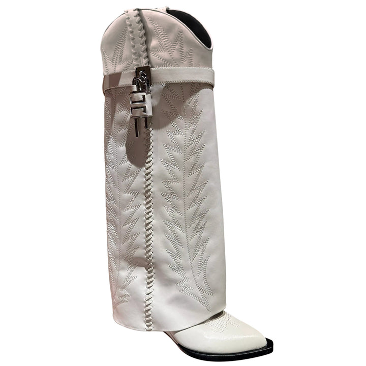 QAMRA Embroidered Knee High Boots