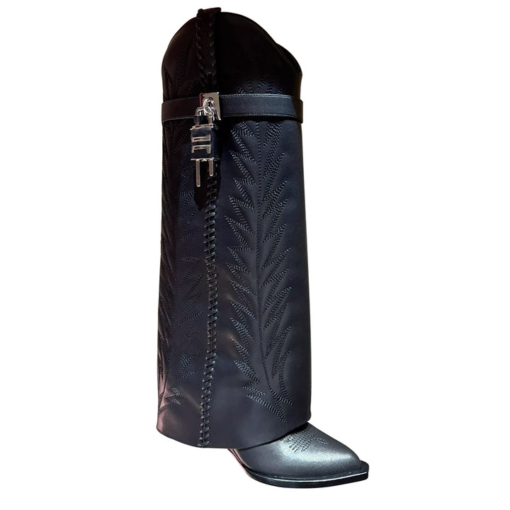 QAMRA Embroidered Knee High Boots