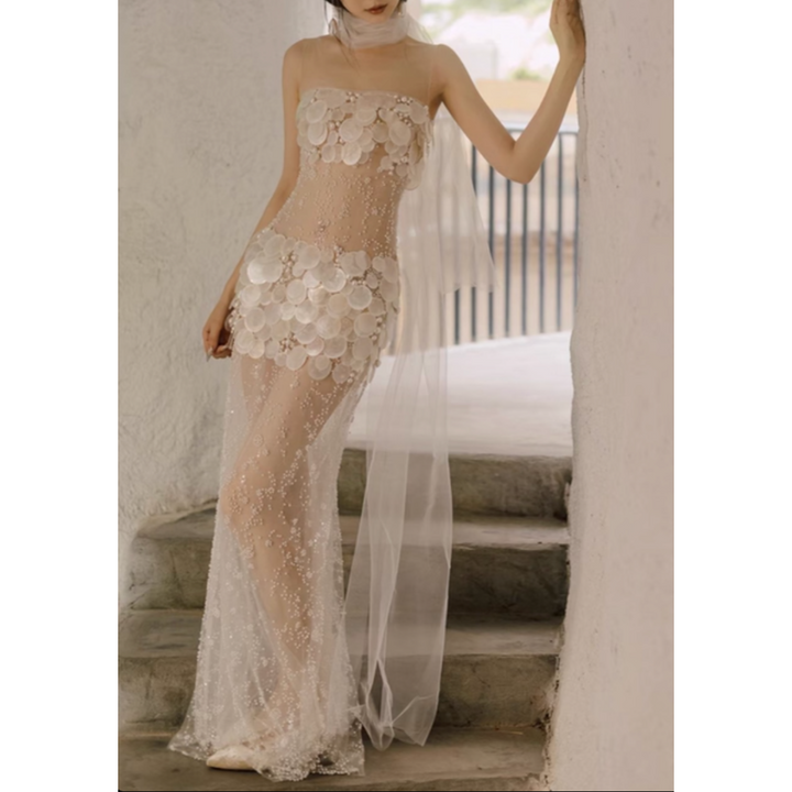 VOECI Pearl Evening Dress Gown