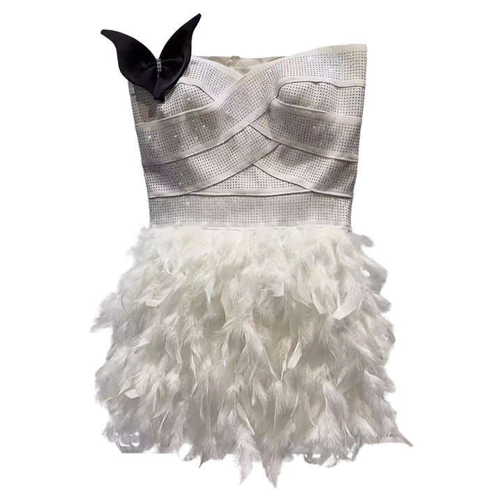 MUTNU Bow Tube Mini Evening Dress Gown