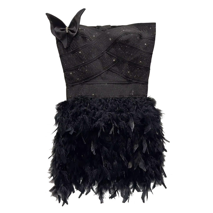 MUTNU Bow Tube Mini Evening Dress Gown