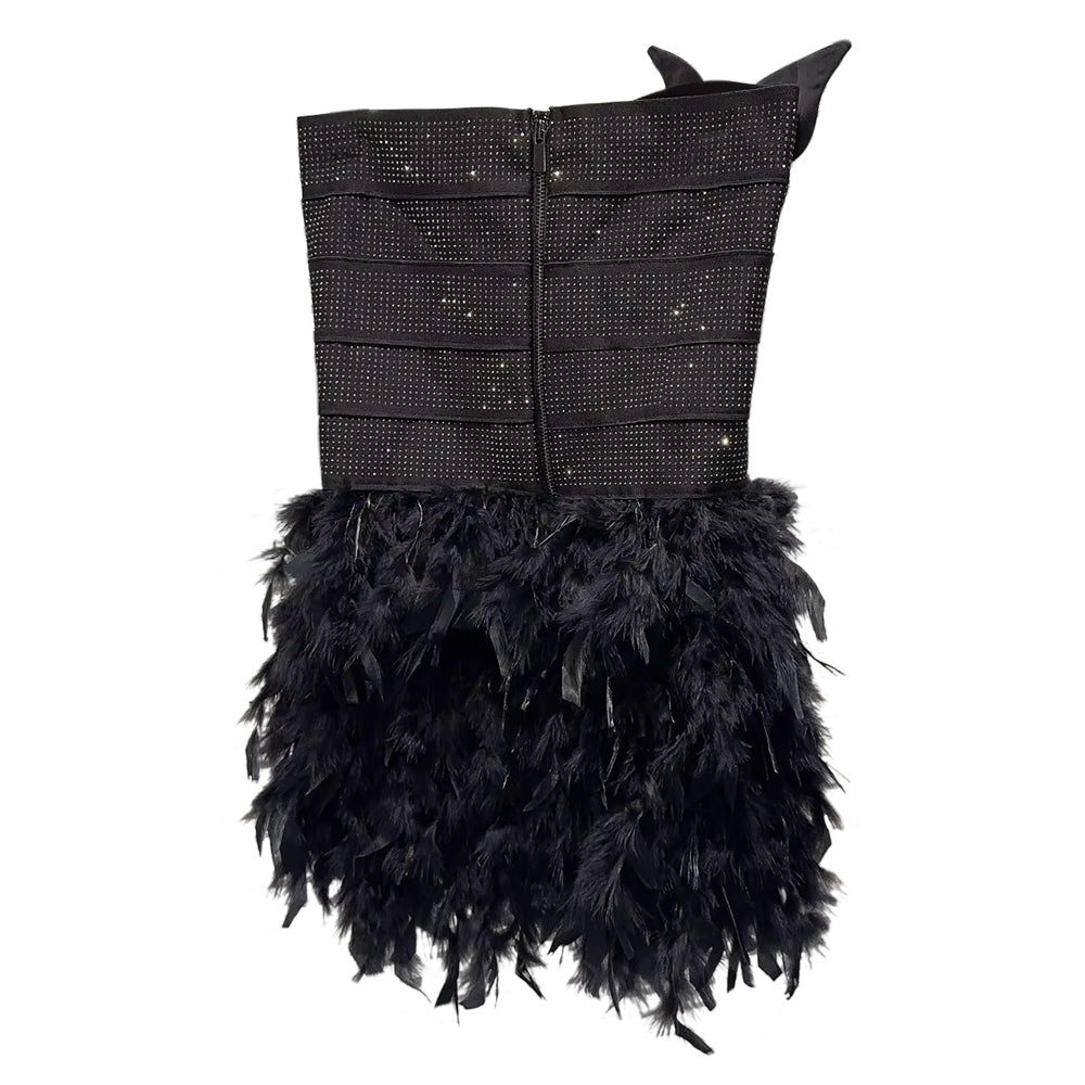 MUTNU Bow Tube Mini Evening Dress Gown