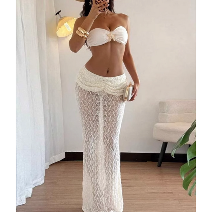 BNDIG Ultra-cropped Bustier Top And Maxi Skirt