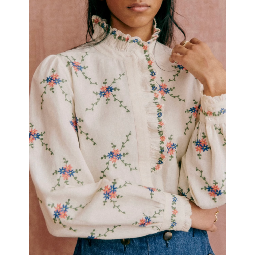 HYHUI Embroidered Floral Shirt