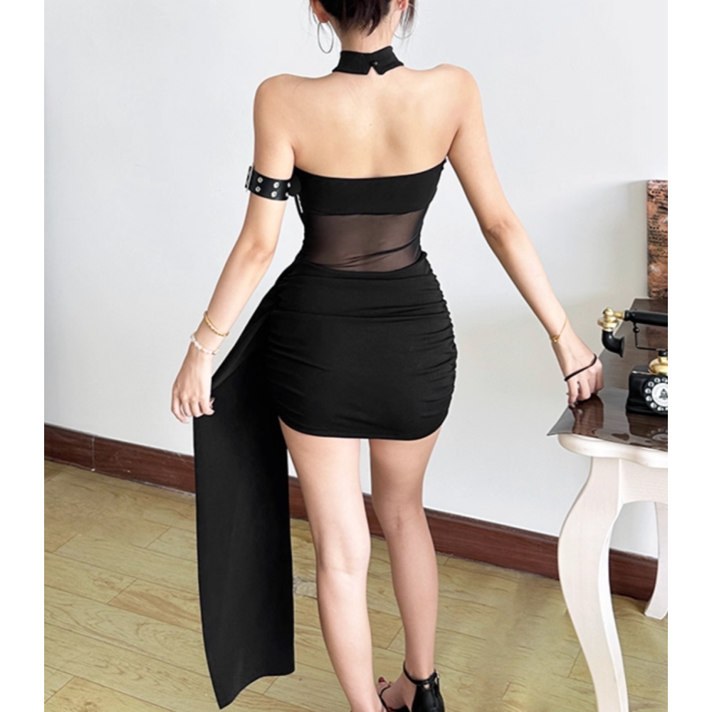 PIOAU Cut-out Mini Evening Dress Gown