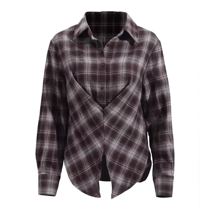 FUSOY Plaid Waist-cinching Shirt