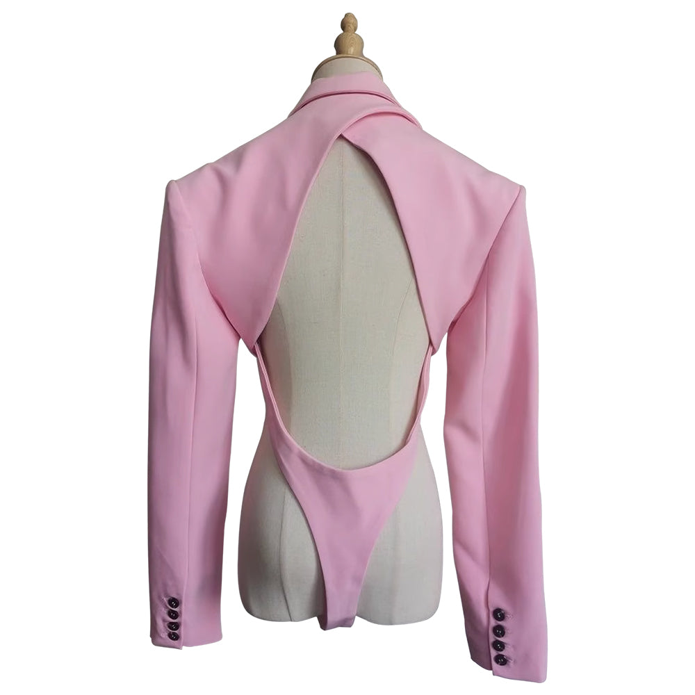 YIHUF Backless Jumpsuit Blazer