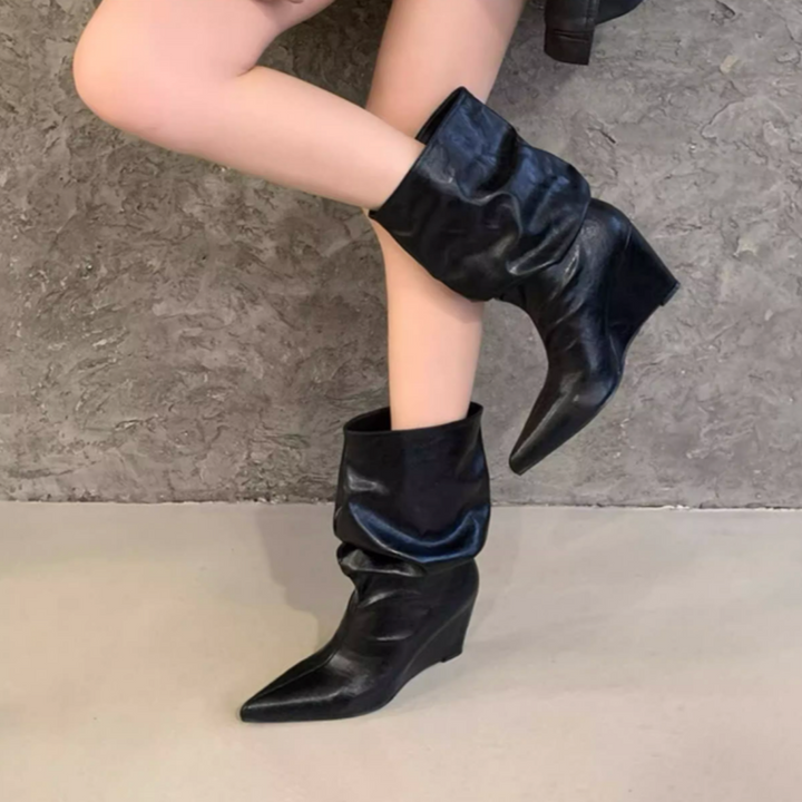 DELOG Wedged Heel Ankle Boots