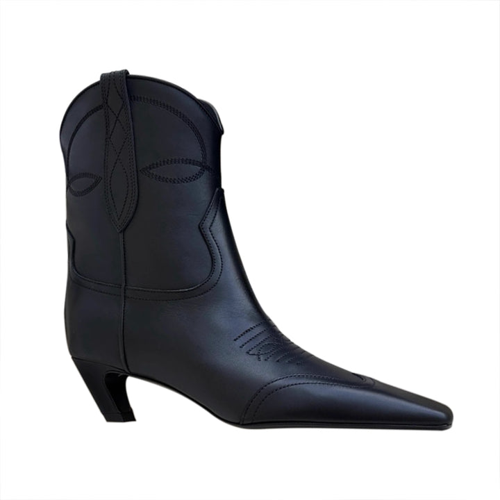 FUXUI Kitten Heel Leather Ankle Boots