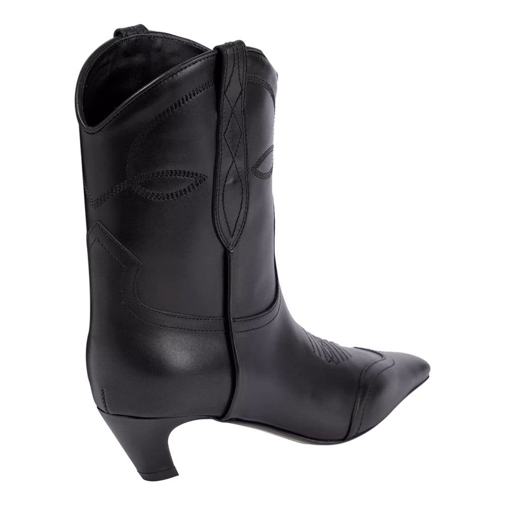 FUXUI Kitten Heel Leather Ankle Boots