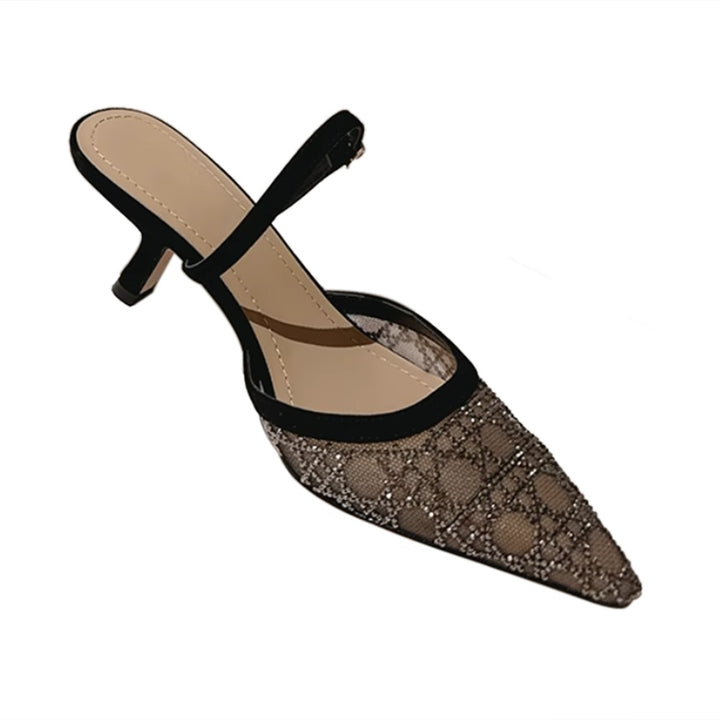 FAHMY Kitten Heel Mules Sandals