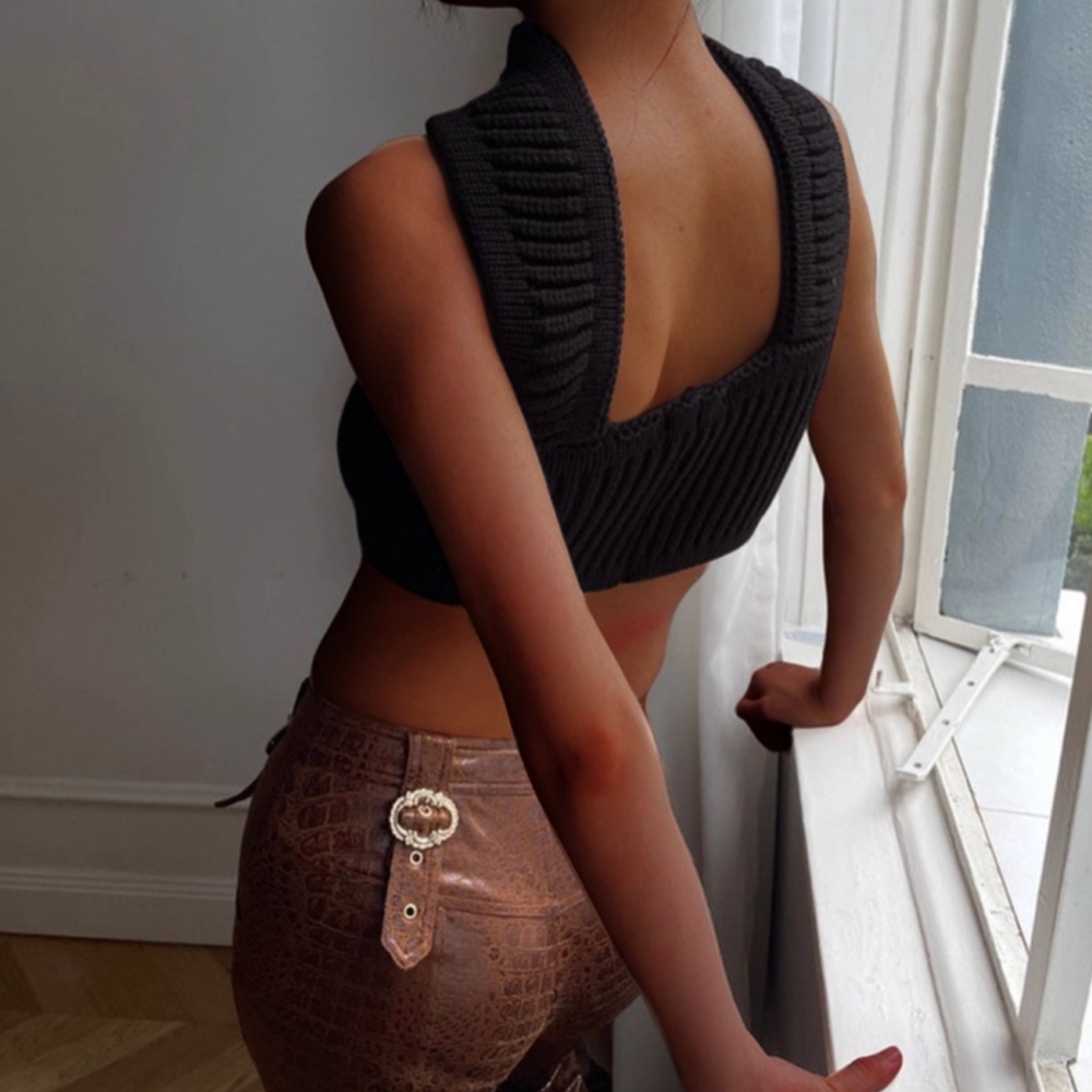 ZENZI Knitted Tube Cropped Tank Top