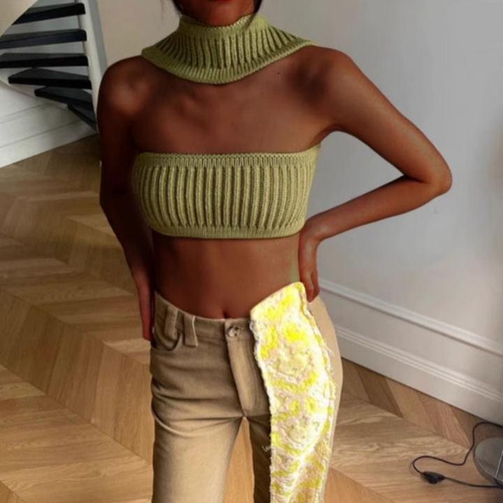 ZENZI Knitted Tube Cropped Tank Top