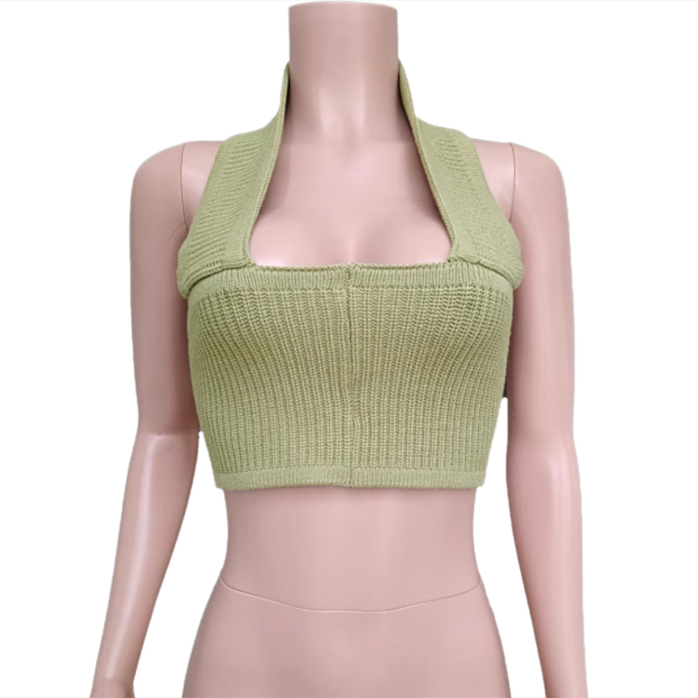 ZENZI Knitted Tube Cropped Tank Top