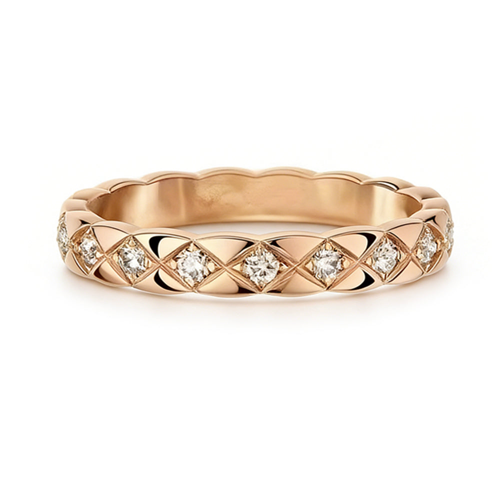 GINEI Narrow Diamond Quilted Ring