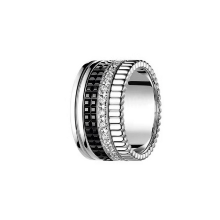 CIUAO Double Row Ceramic Diamond Gear Ring