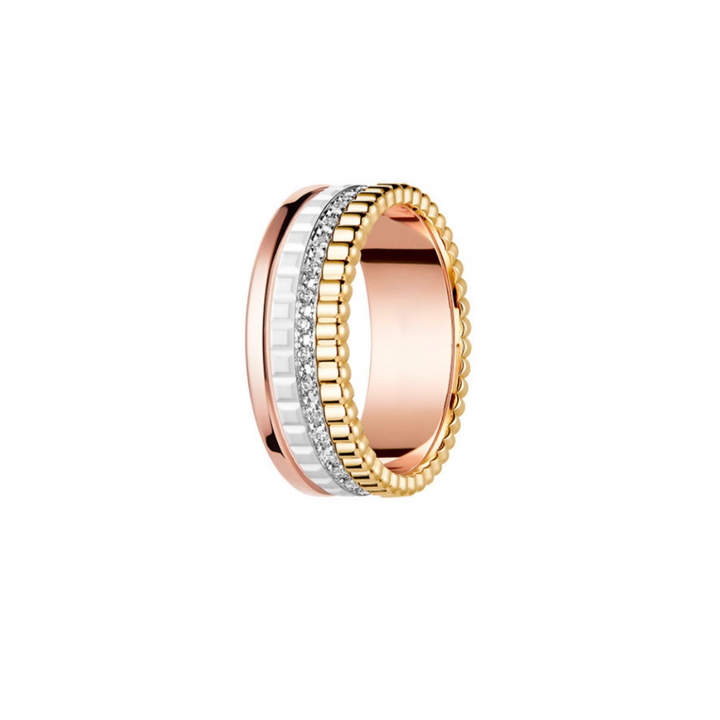 CIUAO Single Row Ceramic Diamond Gear Ring