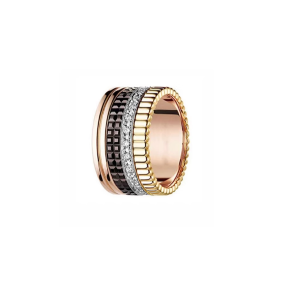 CIUAO Double Row Ceramic Diamond Gear Ring