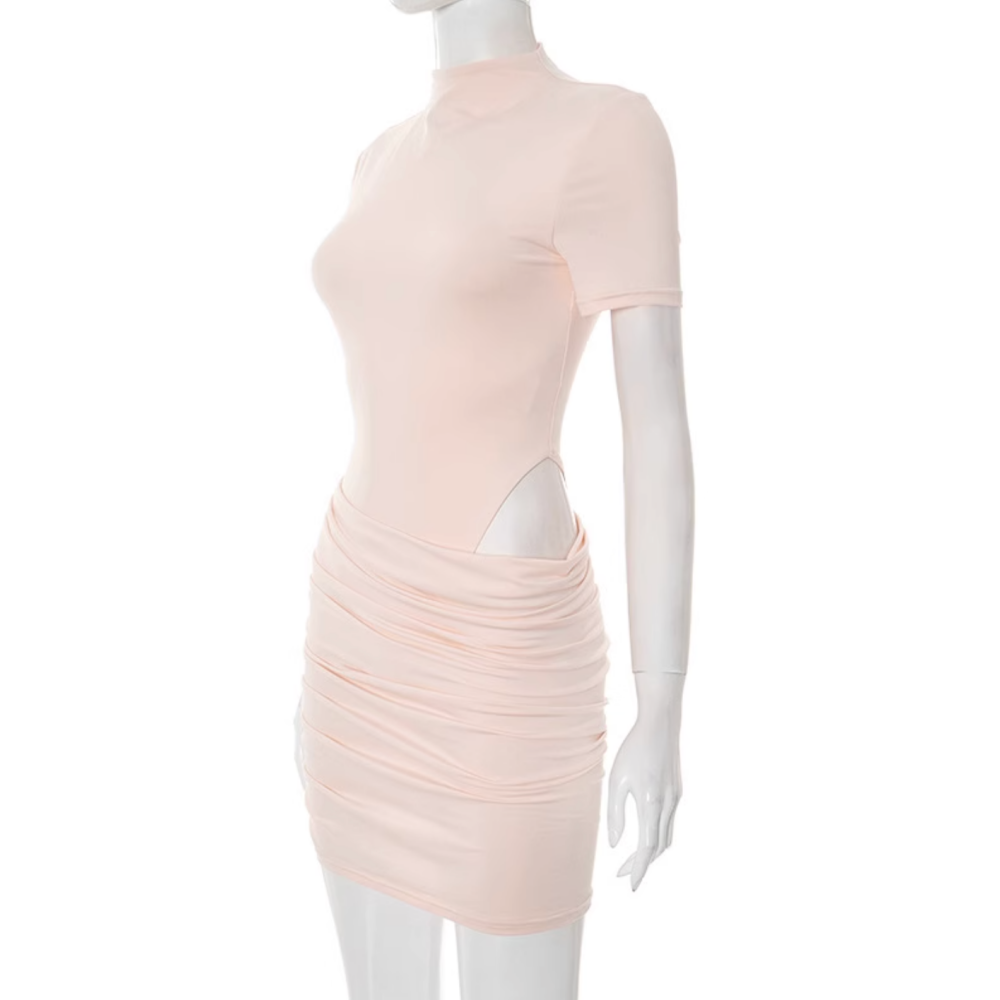 MEIHS Mockneck Cutout-Waist Mini Dress