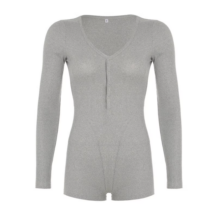 YAQIU Long Sleeves Jumpsuit Shorts