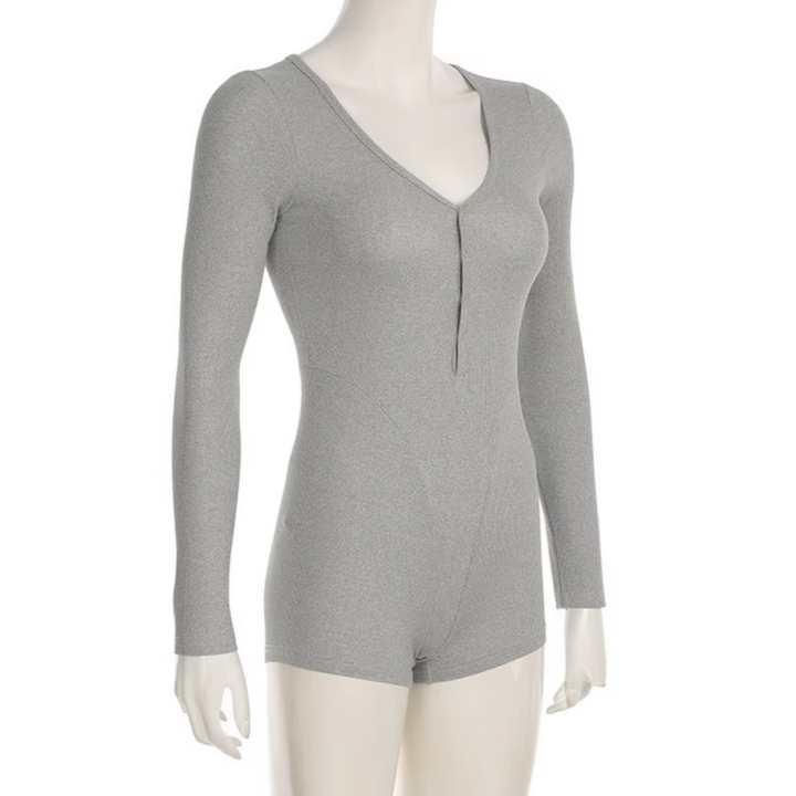 YAQIU Long Sleeves Jumpsuit Shorts