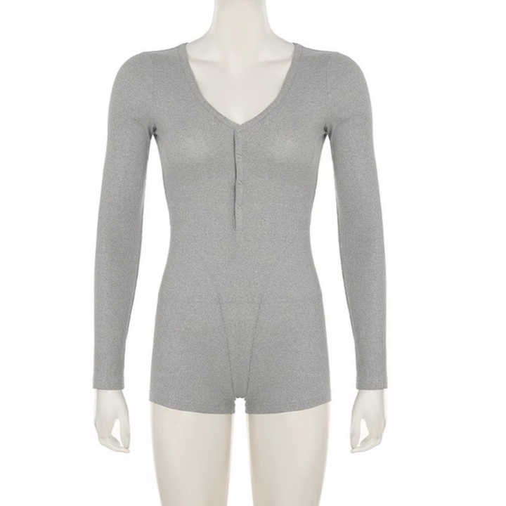 YAQIU Long Sleeves Jumpsuit Shorts