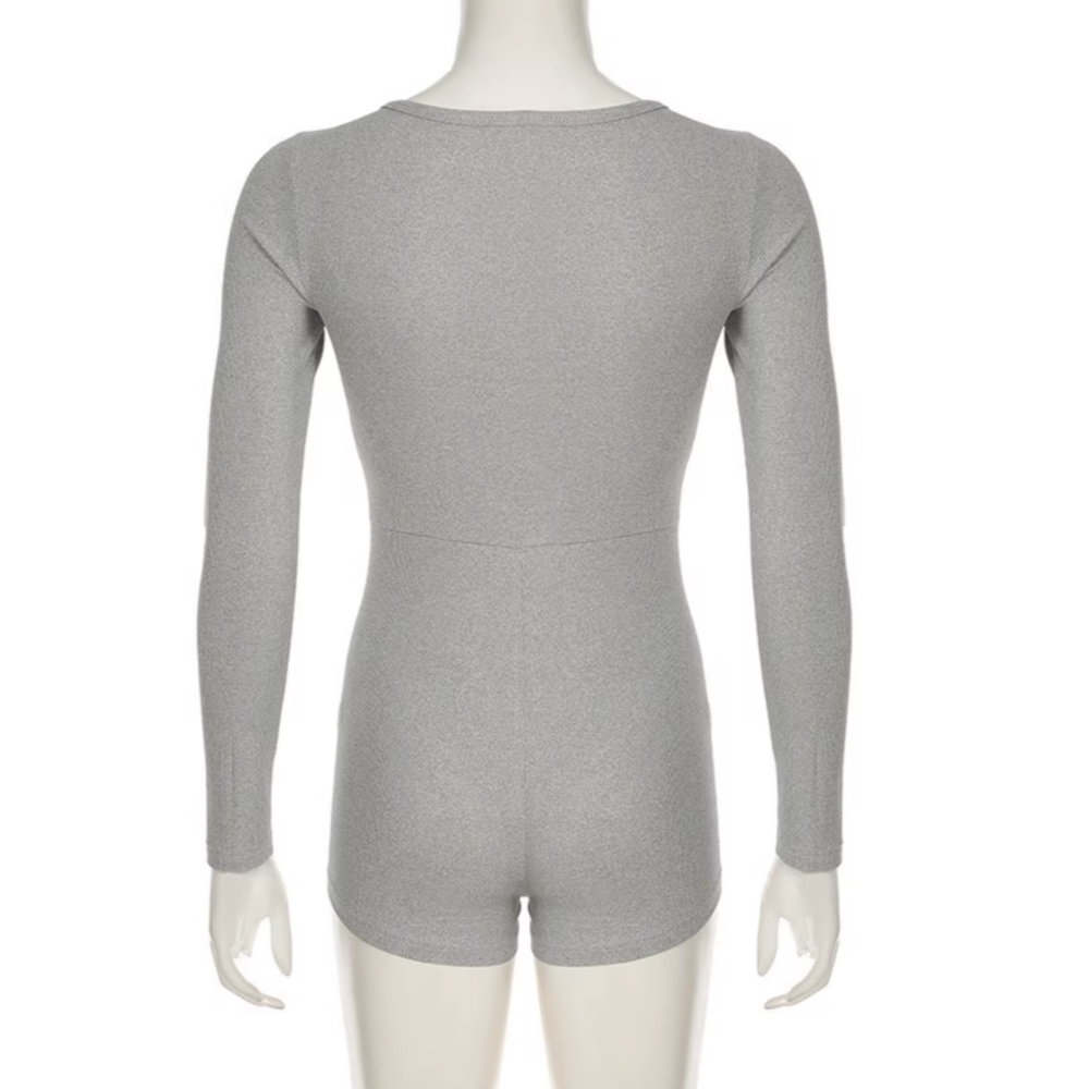 YAQIU Long Sleeves Jumpsuit Shorts