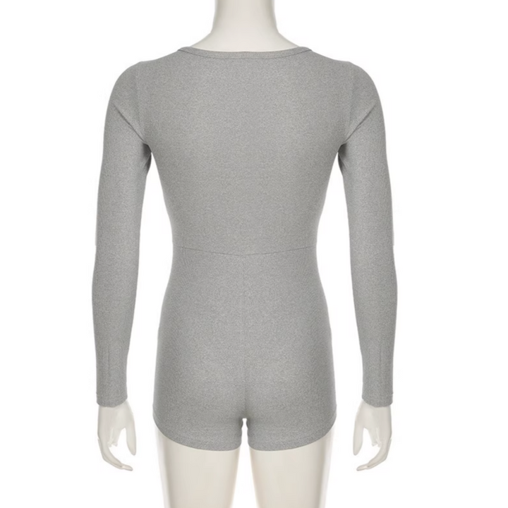 YAQIU Long Sleeves Jumpsuit Shorts