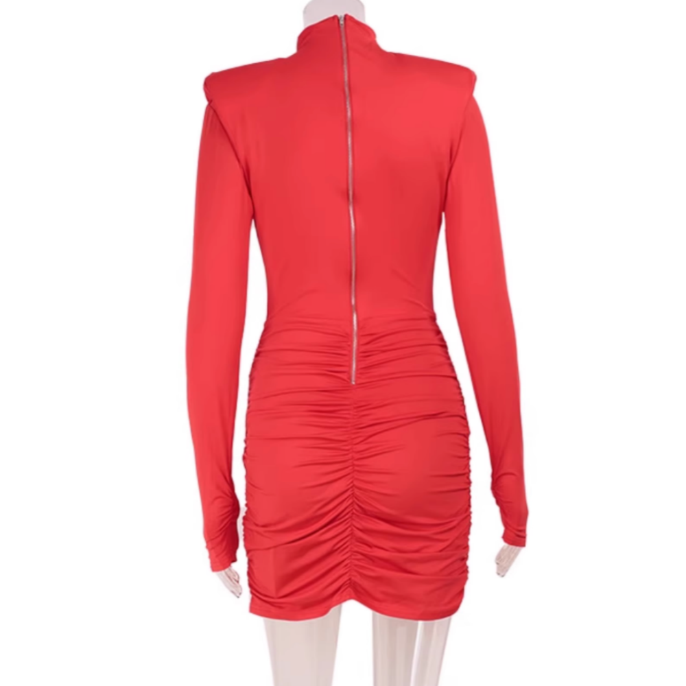 CUNYU Mockneck Cutout Mini Evening Dress Gown