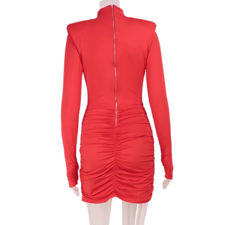 CUNYU Mockneck Cutout Mini Evening Dress Gown