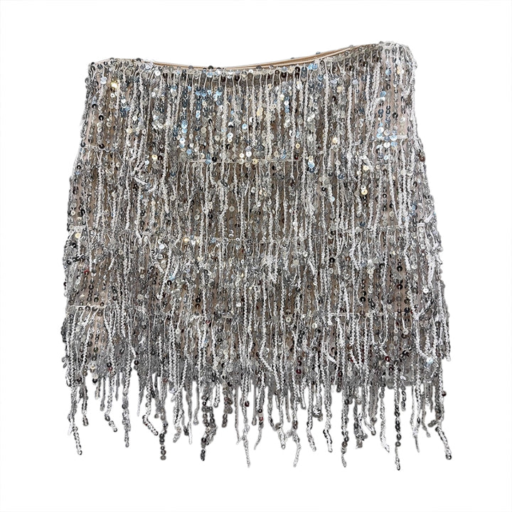 ZOIUY Sequin Tassel Mini Skirt