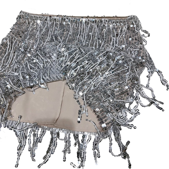 ZOIUY Sequin Tassel Mini Skirt