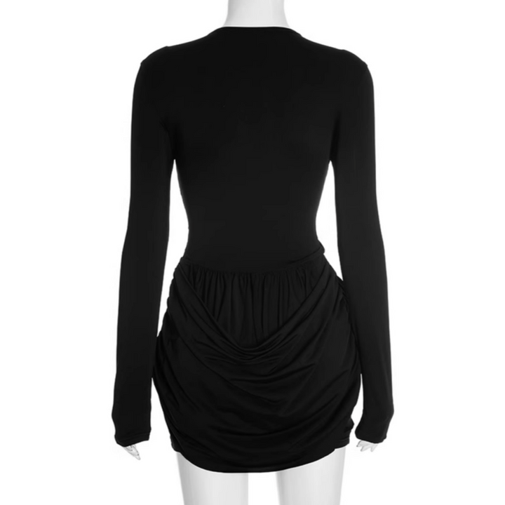 SIMOL Long Sleeves Cutout Mini Evening Dress Gown