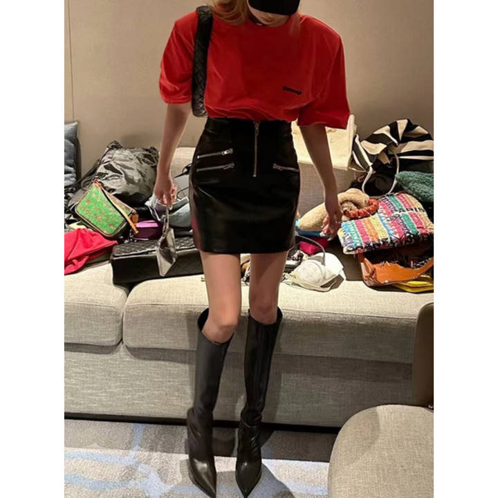 SEJIA Leather Mini Skirt