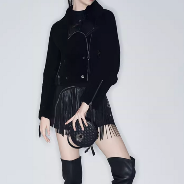 LIUIK Tassel Leather Shorts