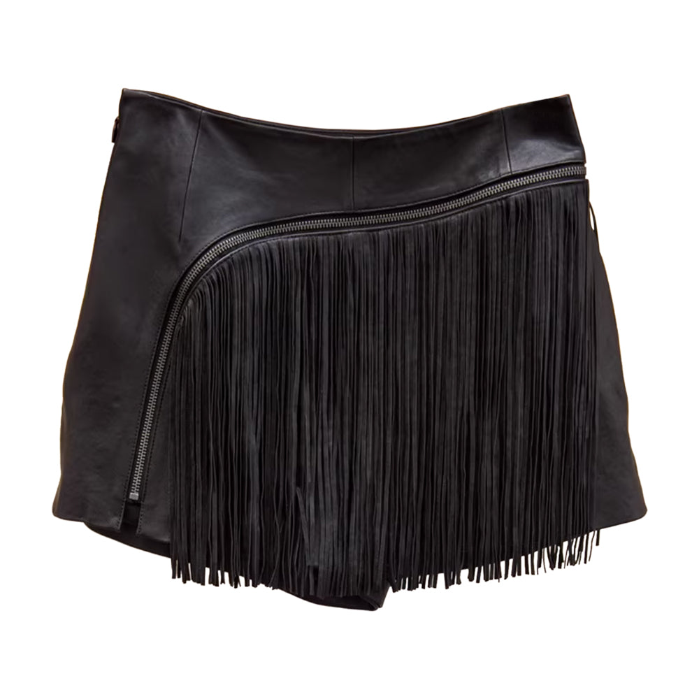 LIUIK Tassel Leather Shorts