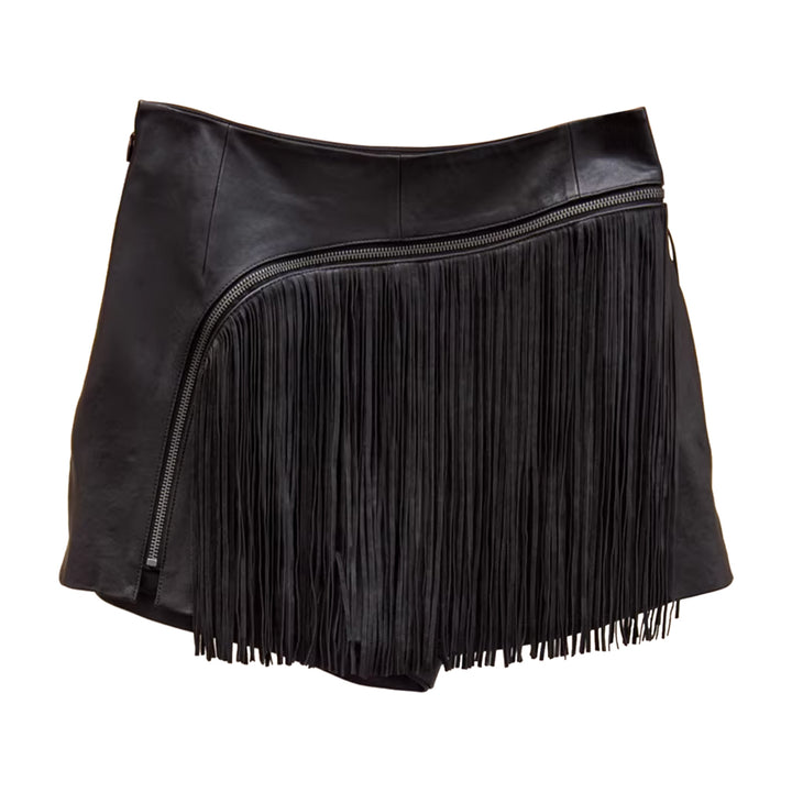 LIUIK Tassel Leather Shorts