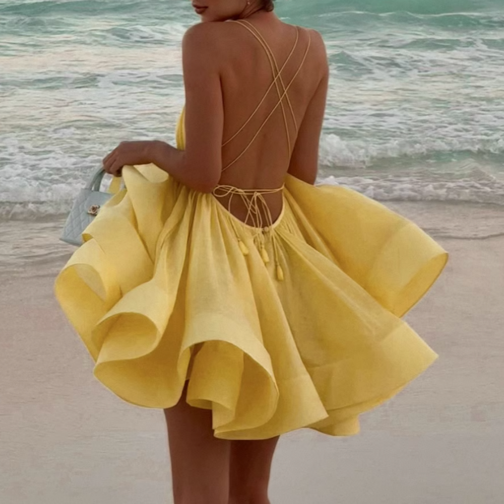 Yellow DIUPE Deep V Mini Dress | i The Label I The Label Yellow DIUPE Deep V Mini Dress | i The Label I The Label