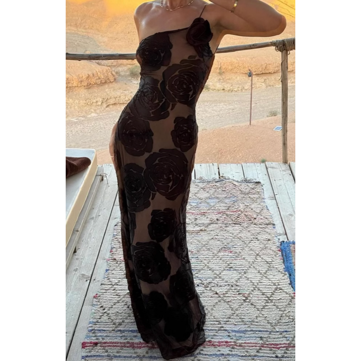 VOUDI One Shoulder Maxi Evening Dress Gown