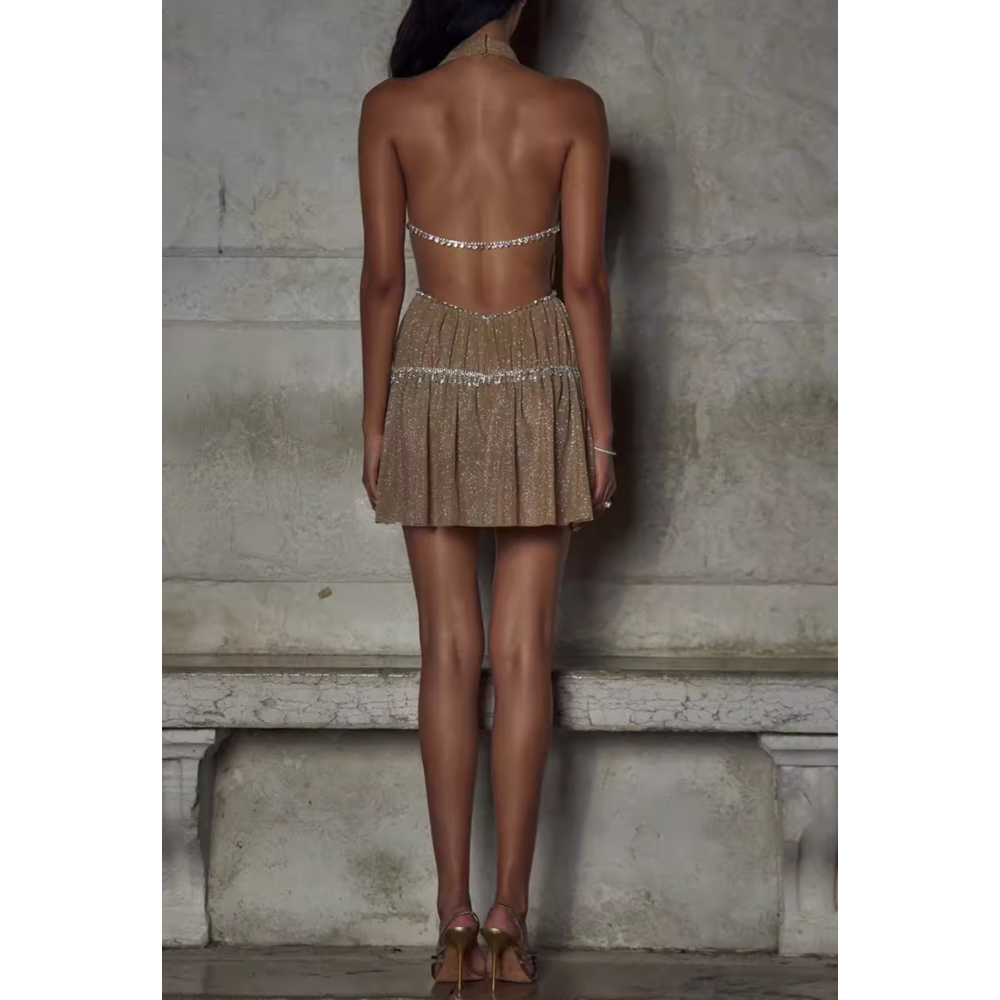 SEVAI Deep V Mini Evening Dress Gown